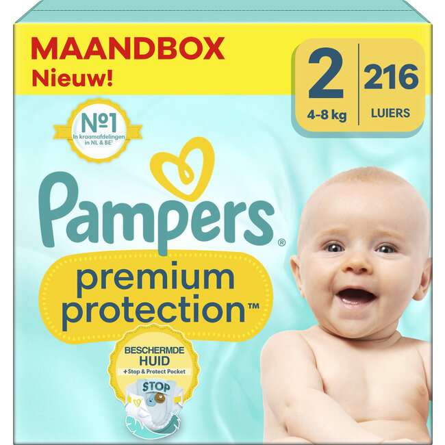 Pampers Pampers - Premium Protection - Maat 2 - Maandbox - 216 luiers - 4/8 KG