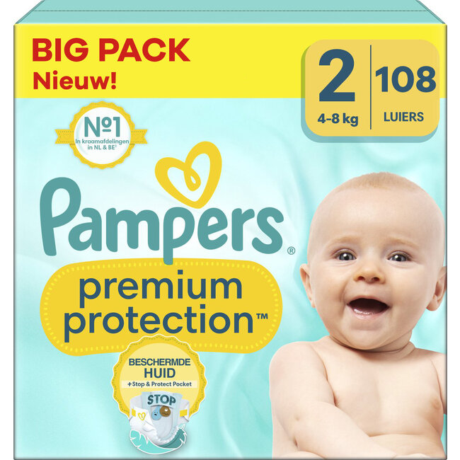 Pampers - Premium Protection - Maat 2 - Big Pack - 108 luiers - 4/8 KG