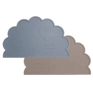 Dutsi Dutsi - 2-Pack Siliconen Placemat Baby Leeuw - Taupe & Pastelblauw