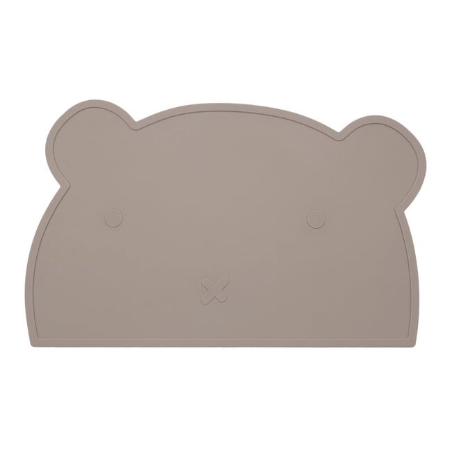 Dutsi - 2-Pack Siliconen Placemat Baby Beertje - Taupe & Pastelblauw