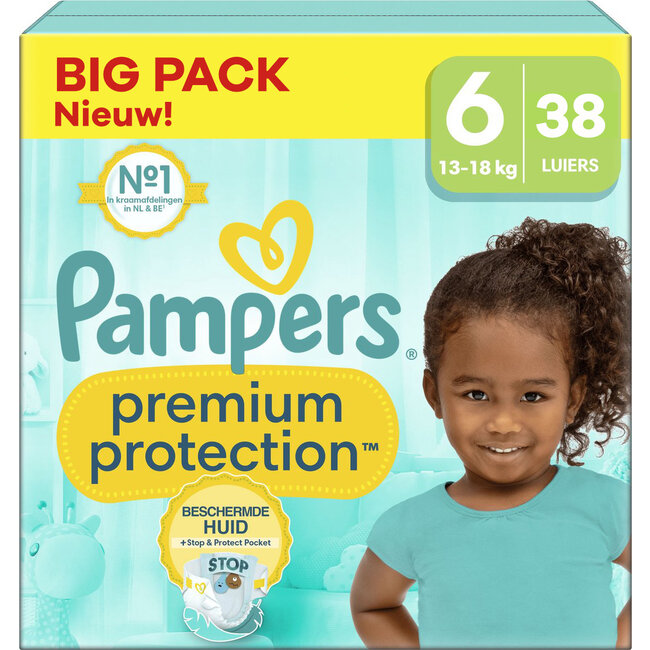 Pampers - Premium Protection - Maat 6 - Big Pack - 38 luiers - 13/18 KG