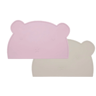 Dutsi Dutsi - 2-Pack Siliconen Placemat Baby Beertje - Zachtroze & Beige