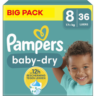 Pampers Pampers - Baby Dry - Maat 8 - Big Pack - 36 luiers - 17+ KG