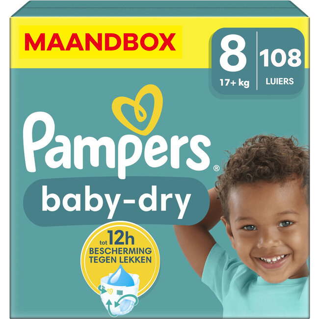 Pampers Pampers - Baby Dry - Maat 8 - Maandbox - 108 luiers - 17+ KG