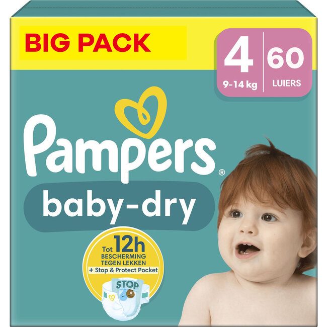 Pampers Pampers - Baby Dry - Maat 4 - Big Pack - 60 stuks - 9/14 KG