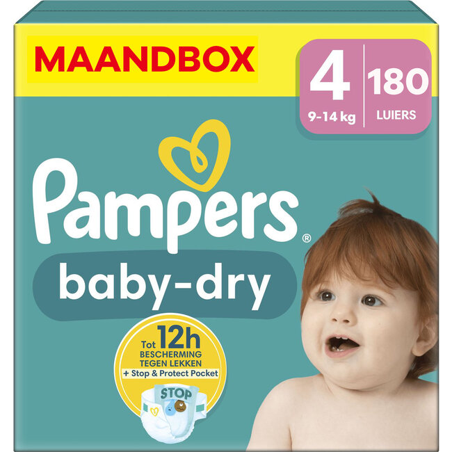 Pampers - Baby Dry - Maat 4 - Maandbox - 180 stuks - 9/14 KG