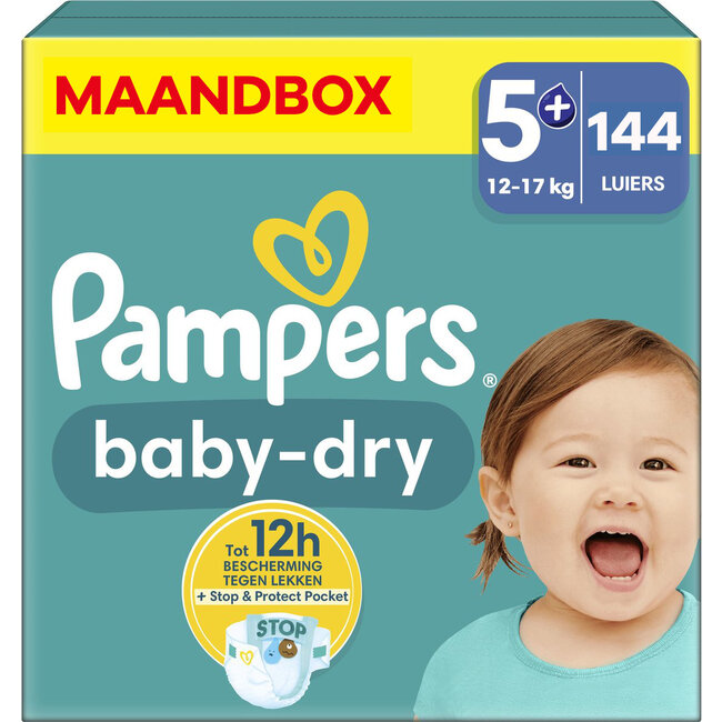 Pampers Pampers - Baby Dry - Maat 5+ - Maandbox - 144 stuks - 12/17 KG