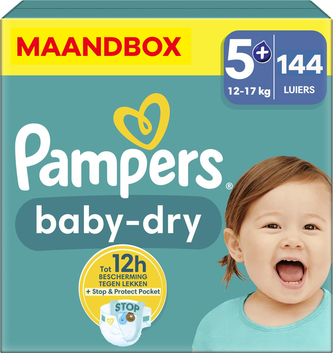 Pampers  Baby Dry - Maat 5+ - Maandbox - 144 stuks - 12/17 KG