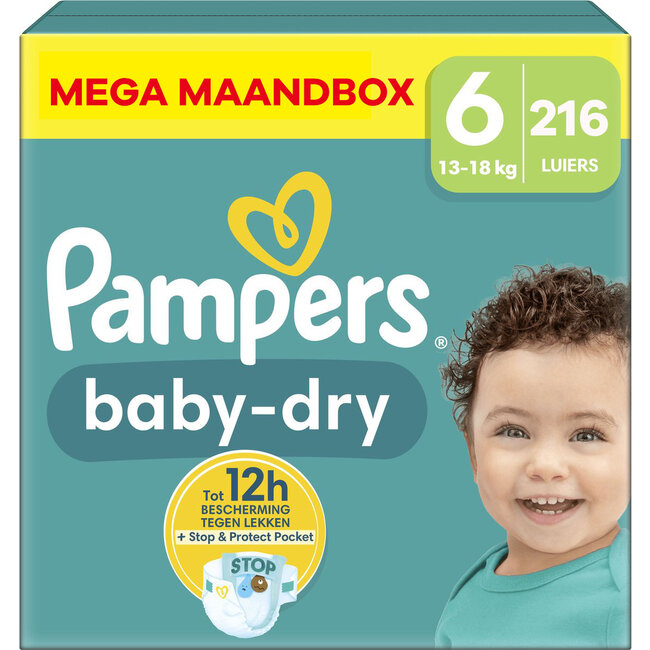 Pampers Pampers - Baby Dry - Maat 6 - Mega Maandbox- 216 luiers - 13/18 KG