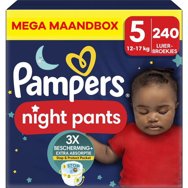 Pampers - Night Pants - Maat 5 - Mega Maandbox - 240 stuks - 12/17 KG