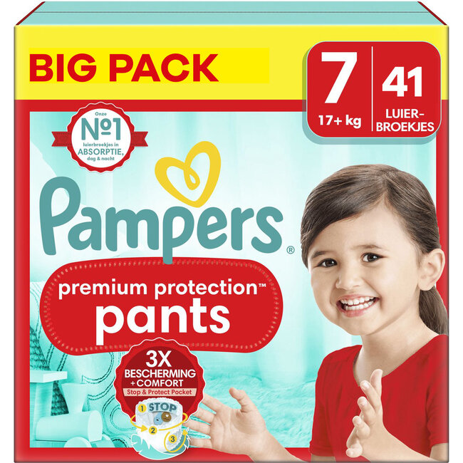 Pampers Pampers - Premium Protection Pants - Maat 7 - Big Pack - 41 stuks - 17+ KG