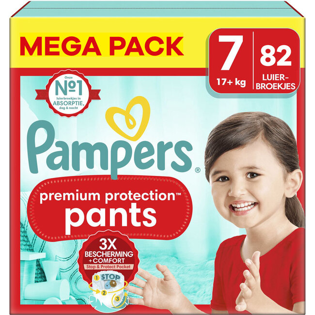 Pampers Pampers - Premium Protection Pants - Maat 7 - Mega Pack - 82 stuks - 17+ KG