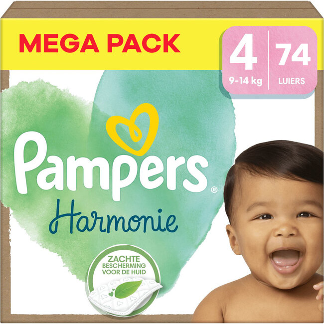 Pampers - Harmonie - Maat 4 - Mega Pack - 74 stuks - 9/14 KG