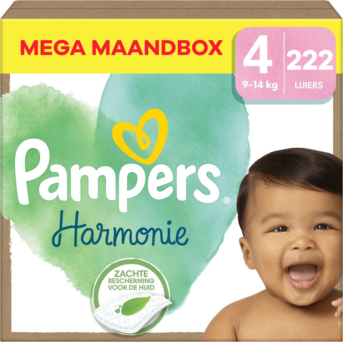 Pampers  Harmonie - Maat 4 - Mega Maandbox - 222 stuks - 9/14 KG