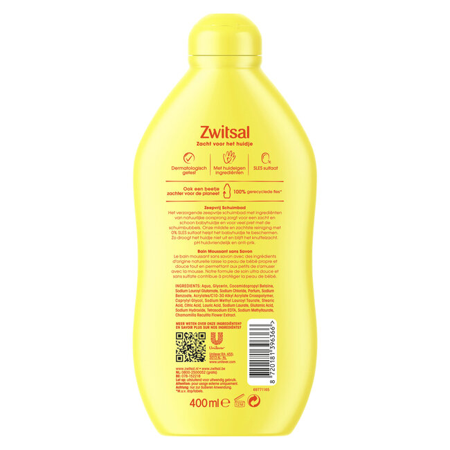 Zwitsal - Zeepvrij Schuimbad - 400 ml