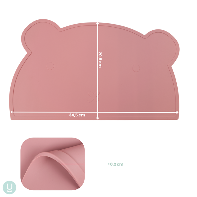 Dutsi - 2-Pack Siliconen Placemat Baby Beertje - Beige & Grijsblauw