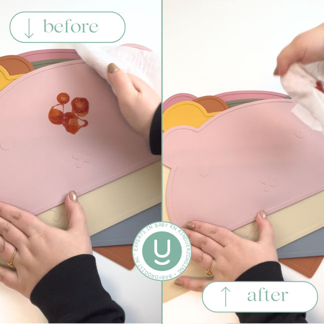 Dutsi - 2-Pack Siliconen Placemat Baby Leeuw - Taupe & Pastelblauw