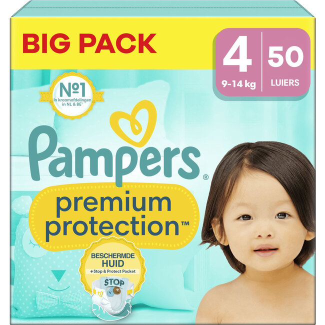 Pampers - Premium Protection - Maat 4 - Big Pack - 50 luiers - 9/14 KG