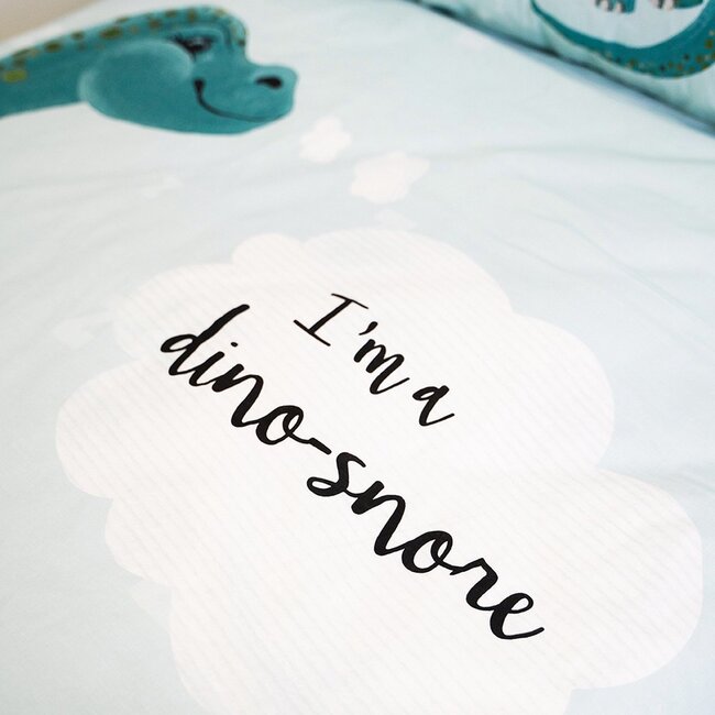 Little Monster - Kinder Dekbedovertrek - "I'm a Dino-Snore" - 140x200/220 cm + 60x70 cm