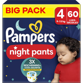 Pampers Pampers - Night Pants - Maat 4 - Big Pack - 60 stuks - 9/15 KG