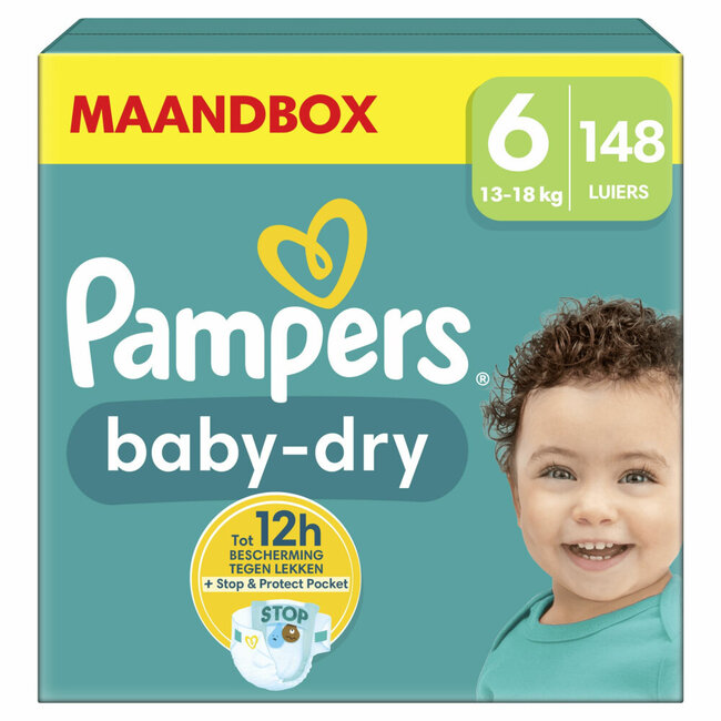 Pampers - Baby Dry - Maat 6 - Maandbox - 148 stuks - 13/18 KG