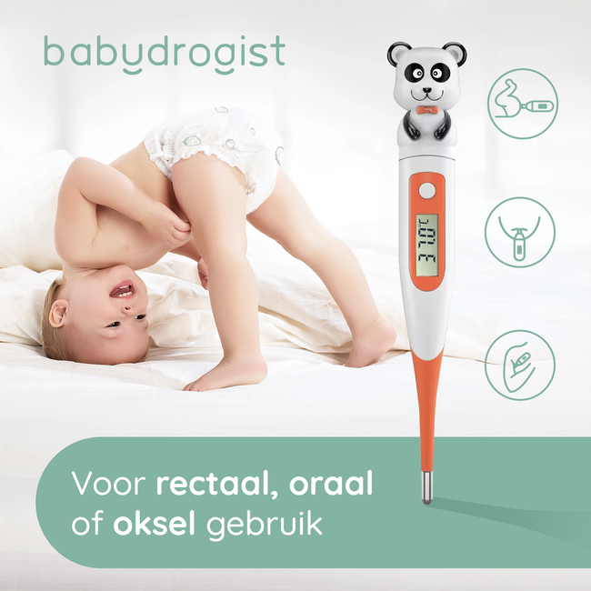Babydrogist - Digitale Baby Thermometer - Panda - Flexibele Tip - Rectaal, Oksel & Oraal