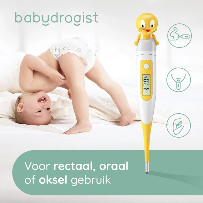 Babydrogist digitale Baby Thermometer met flexibele tip - Rectaal, oksel & oraal - Eend