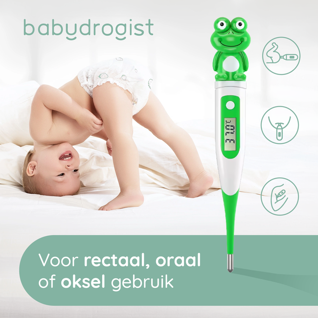 Babydrogist - Digitale Baby Thermometer - Kikker - Flexibele Tip - Rectaal, Oksel & Oraal