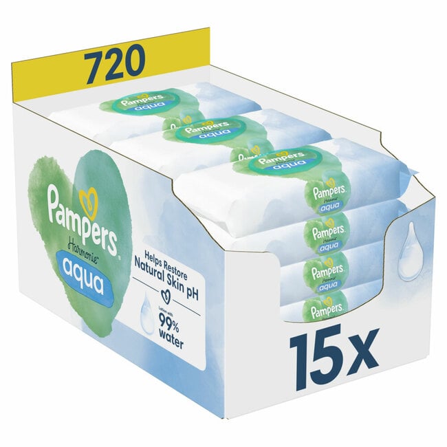 Pampers - Harmonie Aqua - Billendoekjes - 720 billendoekjes - 15 x 48