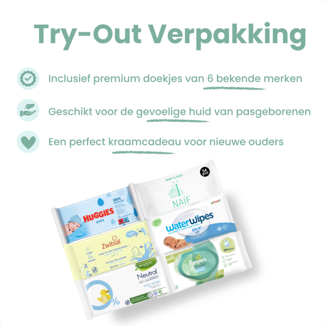 Babydrogist - Try-Out Verpakking Billendoekjes - Newborns - 6-pack - Vergelijk de Topmerken voor Gevoelige Huid