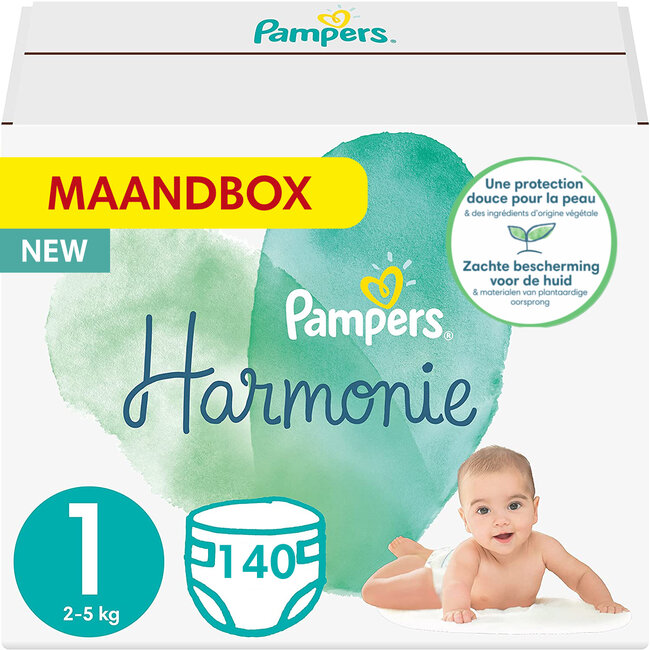 Pampers -  Harmonie - Maat 1 - Maandbox - 140 luiers - 2/5 KG ITALIAANS