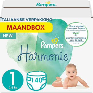 Pampers Pampers -  Harmonie - Maat 1 - Maandbox - 140 luiers - 2/5 KG ITALIAANS