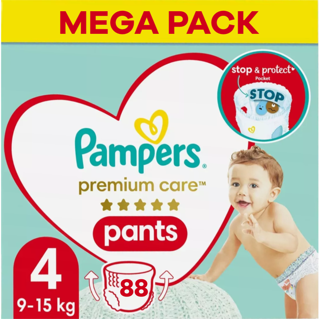 Pampers Pampers - Premium Protection Pants - Maat 4 - Mega Pack - 88 stuks - 9/14 KG