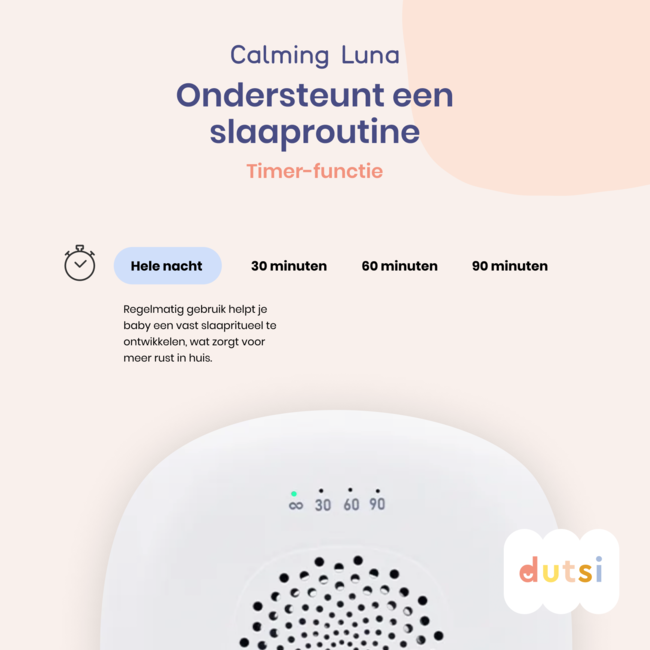 Dutsi - Calming Luna - White Noise Machine - 20 Geluiden - Timer - Multicolor