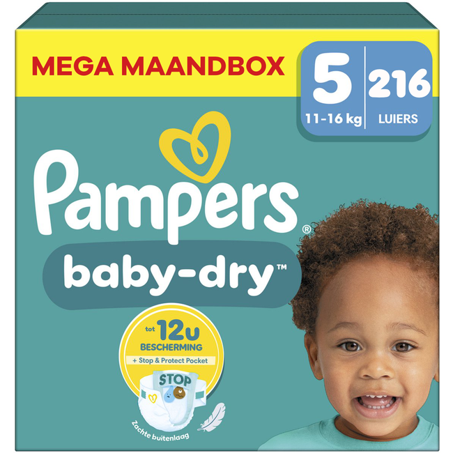 Pampers Pampers - Baby Dry - Maat 5 - Mega Maandbox - 216 Stuks - 11-16 kg