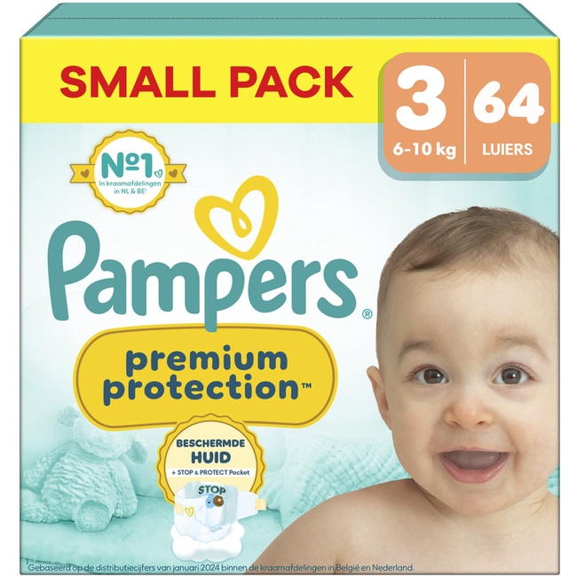 Pampers - Premium Protection - Maat 3 - Small Pack - 64 Stuks - 6-10 kg
