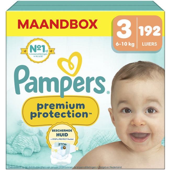 Pampers - Premium Protection - Maat 3 - Maandbox - 192 Stuks - 6-10 kg