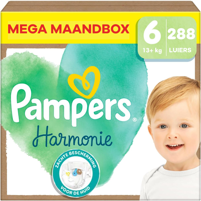 Pampers - Harmonie - Maat 6 - Mega Maandbox - 288 Stuks - 13+ kg