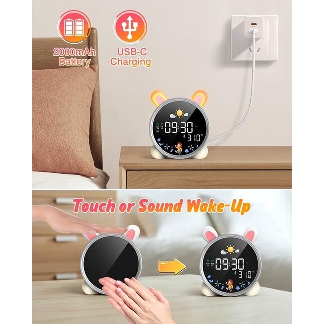 Slaaptrainer - Slaaptrainer Kinderen - Slaapwekker - Kinderwekker - Nachtlampje - Digitale Wekker