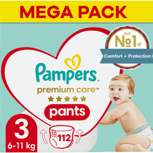 Pampers Pampers - Premium Care Pants - Maat 3 - Mega Pack - 112 luierbroekjes - 6/11 KG