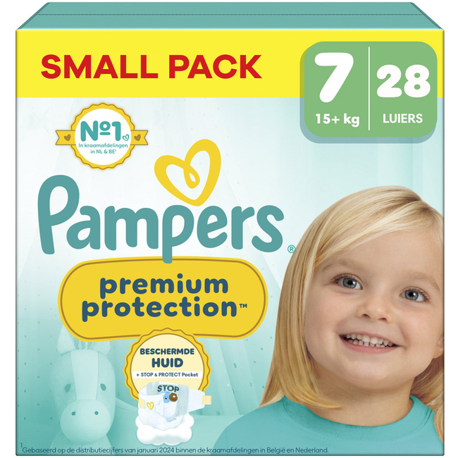 Pampers - Premium Protection - Maat 7 - Small Pack - 28 luiers - 15+ KG