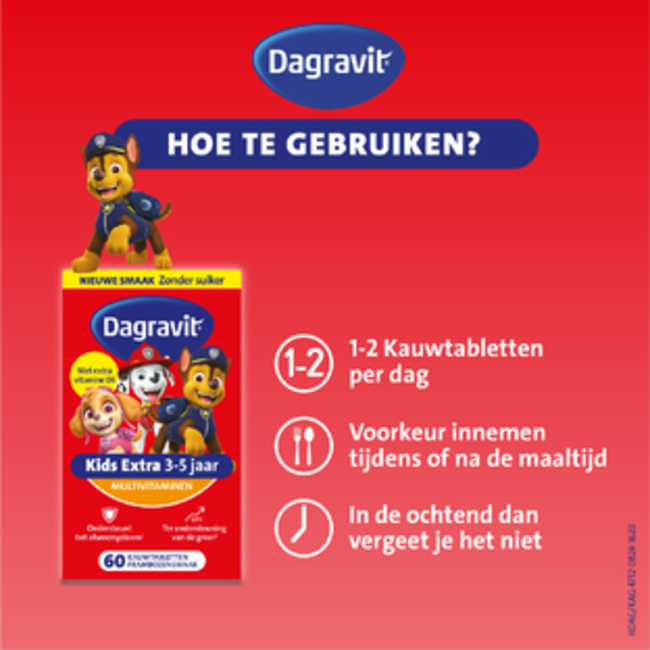 Dagravit - Kids Extra Multivitaminen - Kauwtabletten - 3/5 jaar - 60 stuks