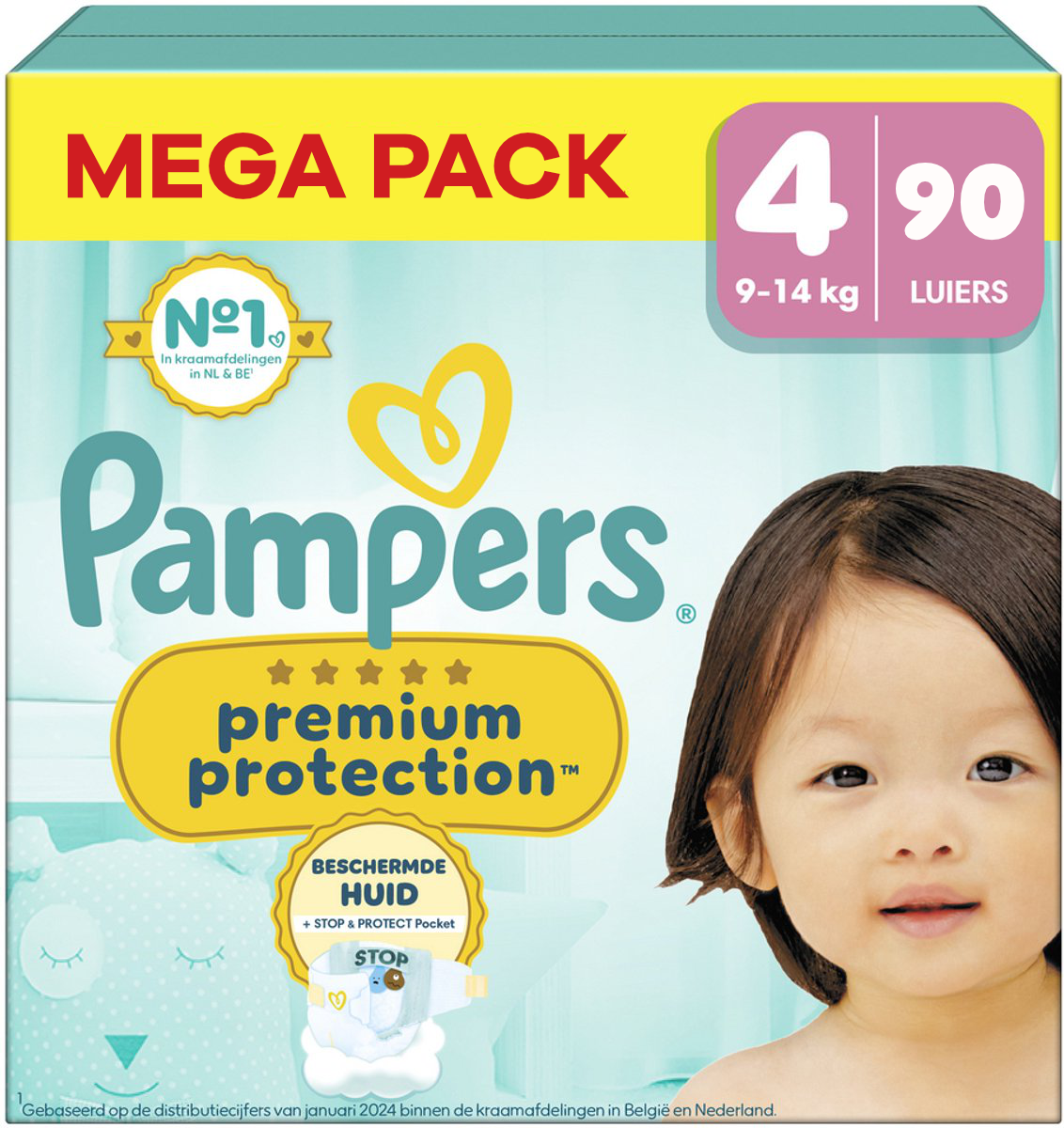 Pampers  Premium Protection - Maat 4 - Mega Pack - 90 Stuks - 9-14 kg