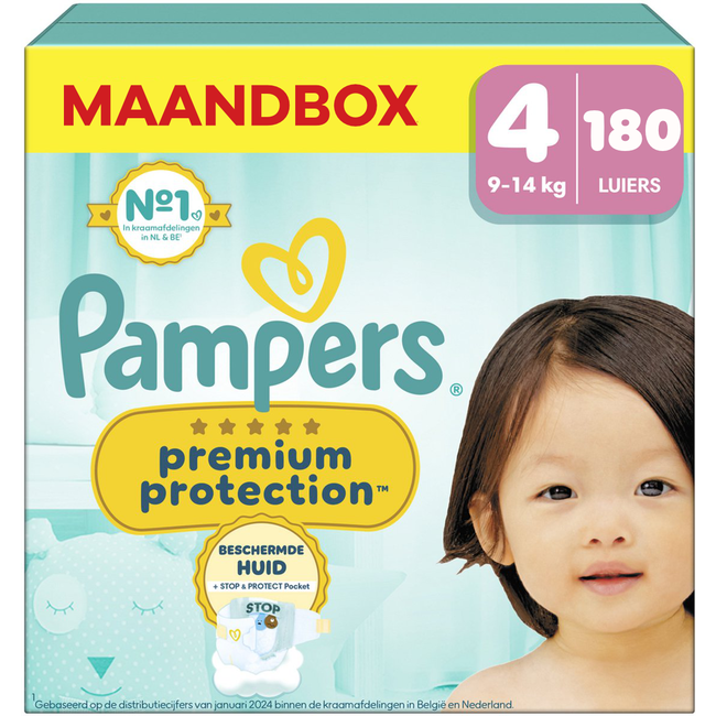 Pampers - Premium Protection - Maat 4 - Maandbox - 180 Stuks - 9-14 kg
