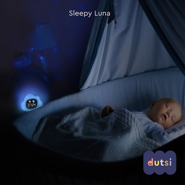 Dutsi - Sleepy Luna - 3-in-1 Slaaptrainer Wolkje - Slaapwekker - Nachtlampje - White Noise