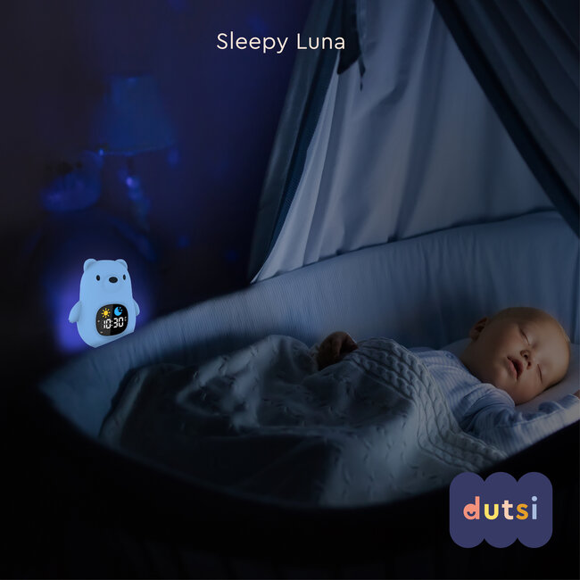 Dutsi - Sleepy Luna - 3-in-1 Slaaptrainer Ijsbeer - Slaapwekker - Nachtlampje - White Noise