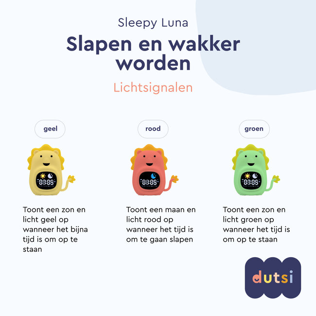 Dutsi - Sleepy Luna - 3-in-1 Slaaptrainer Leeuw - Slaapwekker - Nachtlampje - White Noise