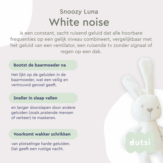 Dutsi White noice ruis machine voor baby’s – Snoozy luna - 10 geluiden, nachtlampje & timer