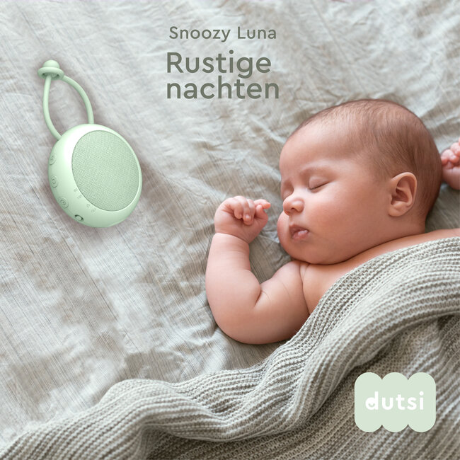 Dutsi White noice ruis machine voor baby’s – Snoozy luna - 10 geluiden, nachtlampje & timer