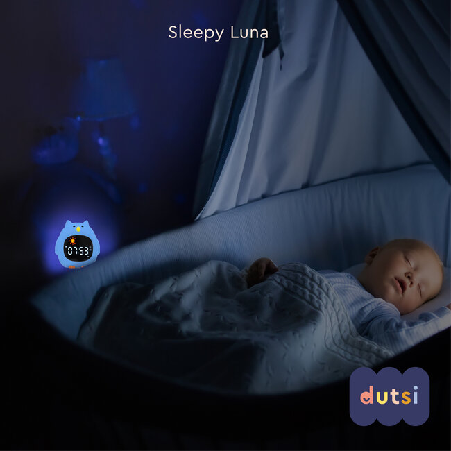 Dutsi - Sleepy Luna - 3-in-1 Slaaptrainer Uil - Slaapwekker - Nachtlampje - White Noise